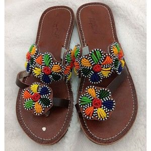 New Handmade "Her Best Foot Forward - The Forecastle Swirl Sandals" sz 8